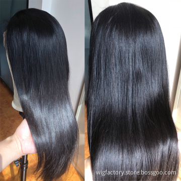 Factory cheap virgin cuticle aligned 13*4 frontal swiss lace wig for black women, T part 4*4 natural human hair lace front wigs